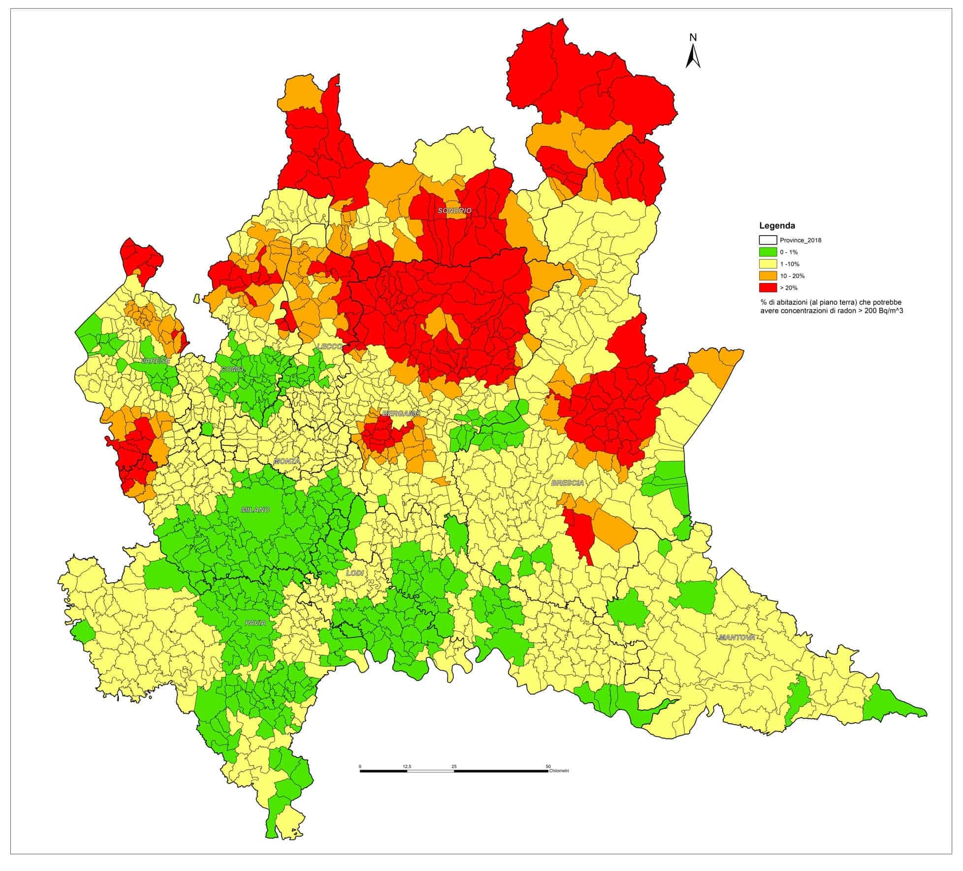 Mappa Radon Lombardia - Hattusas Radon - Arpa Lombardia - Mappatura del rischio radon nella regione Lombardia
